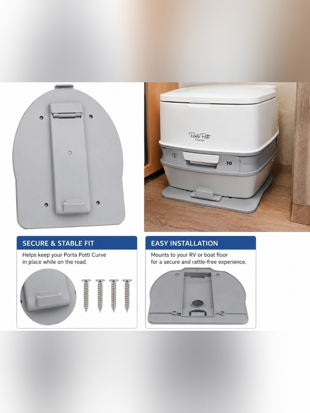 92415 Optional Floor Plate for Porta Potti Curve RV Toilet Gray New